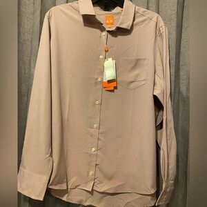 Men’s Long Sleeve Button Down Tan Shirt Size XL New